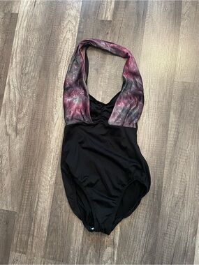 Motion Wear Black and Purple Halter Leotard - Small Adult